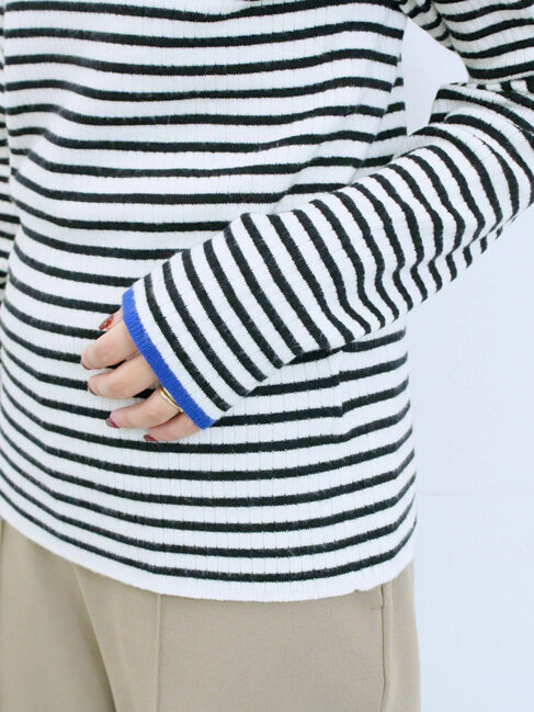 Samansa Mos2 blue「【Hug knit】リブハイネックプルオーバー」|ニット・セーター|