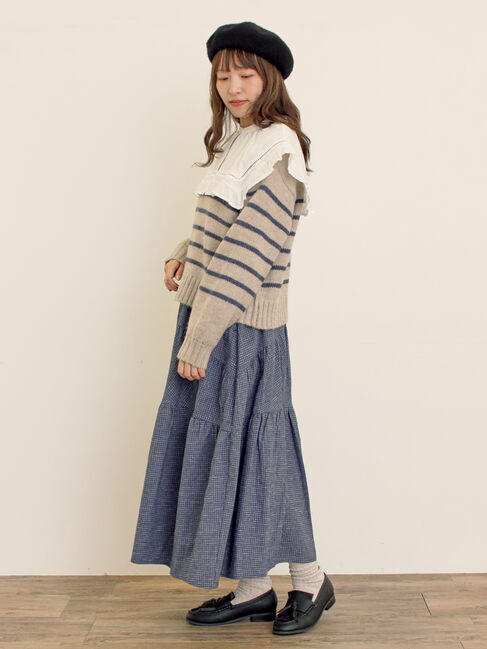 Samansa Mos2「チェック柄変形ティアードスカート」|スカート|