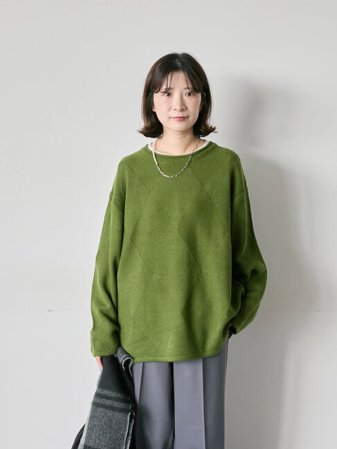 Samansa Mos2 blue「◎スクエア編みニット」|ニット・セーター|