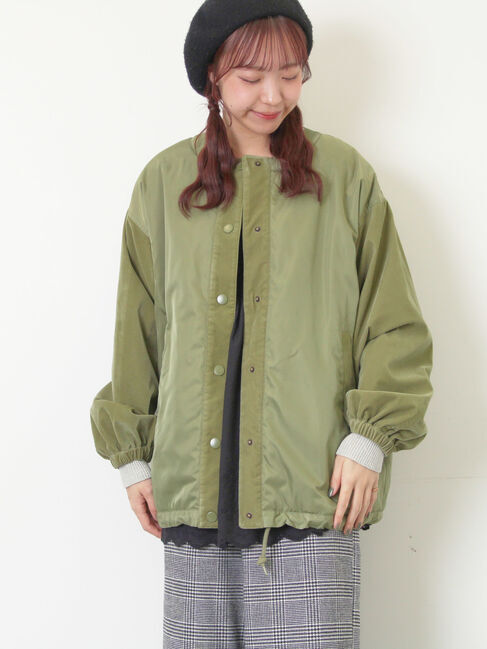 Samansa Mos2「ベロアドッキングブルゾン」|ブルゾン・スタジャン|カーキ