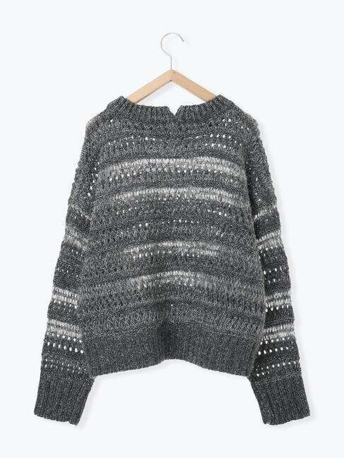 Samansa Mos2 blue「透かし柄ニットプルオーバー」|ニット・セーター|