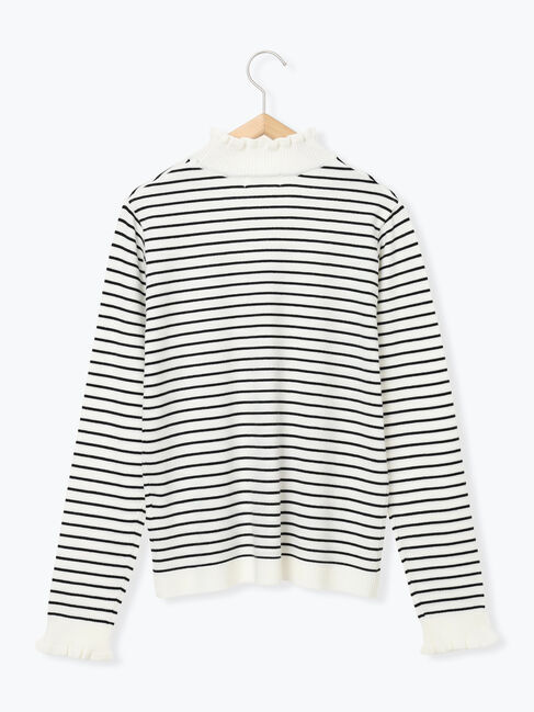 Samansa Mos2 blue「フリル衿ニットプルオーバー」|ニット・セーター|