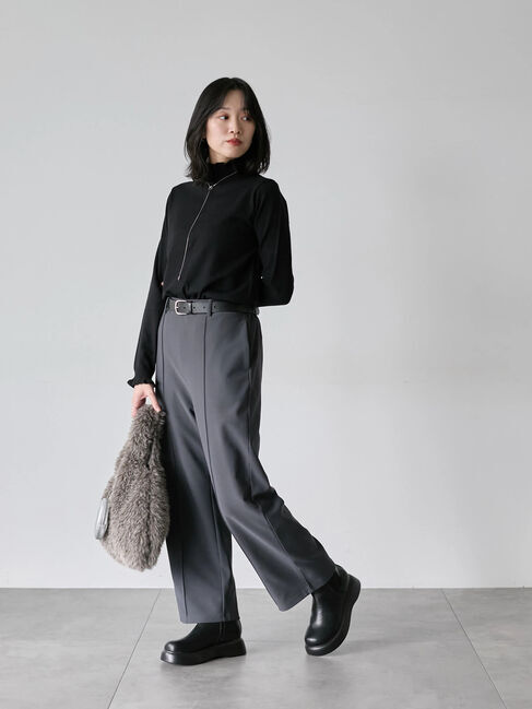 Samansa Mos2 blue「フリル衿ニットプルオーバー」|ニット・セーター|