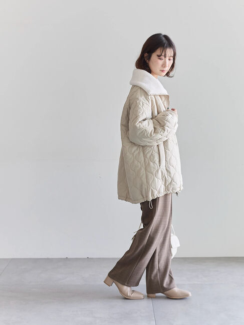 Samansa Mos2 blue「衿ボアキルトジャケット」|その他|