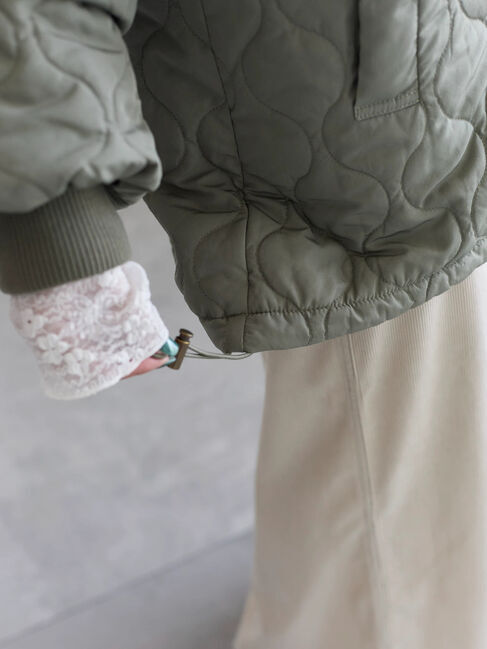 Samansa Mos2 blue「衿ボアキルトジャケット」|その他|