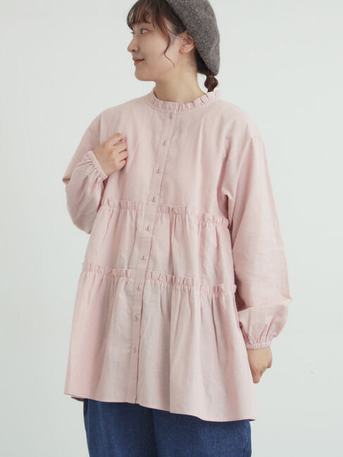 Samansa Mos2「柄アソートティアードフリルチュニック」|シャツ・ブラウス|