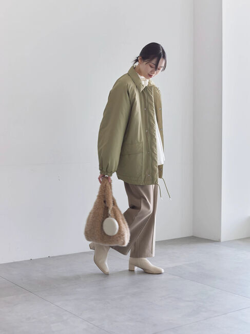 Samansa Mos2 blue「【吸湿発熱】リブフリル衿PO」|Tシャツ・カットソー|