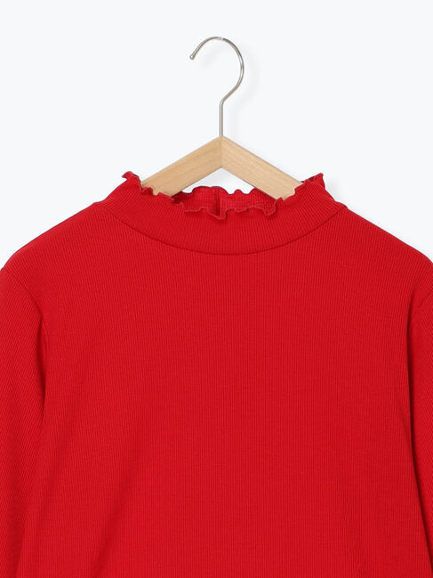 Samansa Mos2 blue「【吸湿発熱】リブフリル衿PO」|Tシャツ・カットソー|