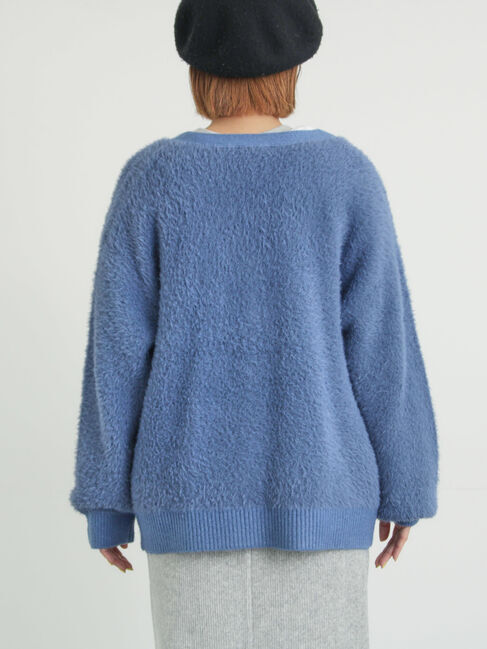 Samansa Mos2「無地・花柄シャギーVネックカーディガン」|カーディガン|