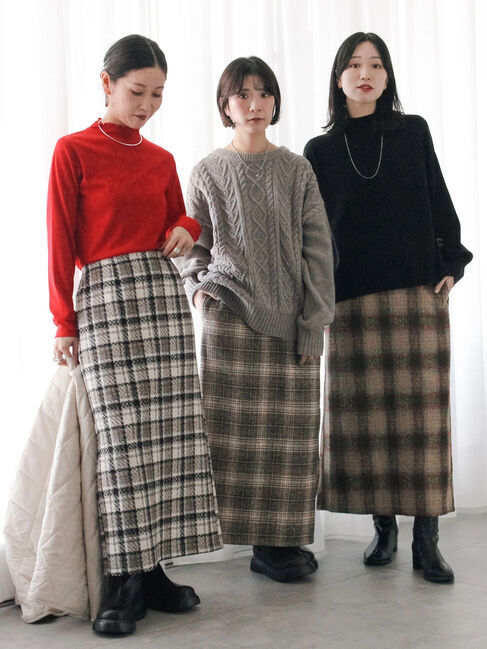 Samansa Mos2 blue「チェック柄スカート」|スカート|