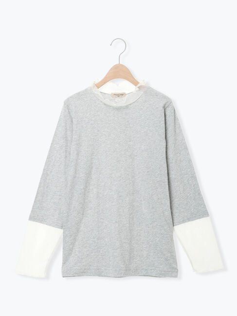 Samansa Mos2「ドットチュール切り替えカットソー」|Tシャツ・カットソー|