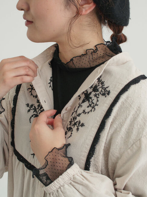 Samansa Mos2「ドットチュール切り替えカットソー」|Tシャツ・カットソー|