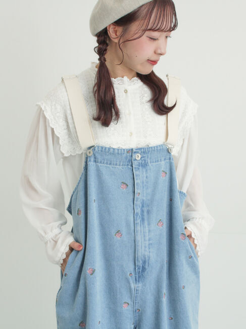 Samansa Mos2「裾フリルティアードレースブラウス」|シャツ・ブラウス|オフホワイト