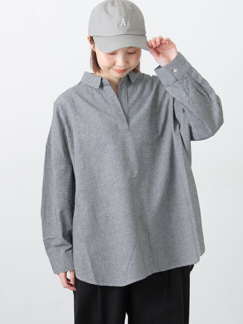 Samansa Mos2「後ろボタンスキッパーチュニック」|シャツ・ブラウス|