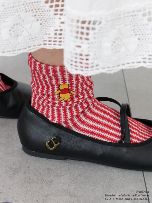 Samansa Mos2「【Disney】くまのプーさん/ワンポイント刺繍ソックス」|ソックス|