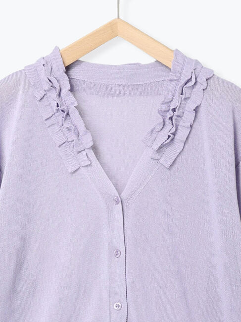 Samansa Mos2「襟フリルニットカーディガン」|カーディガン|