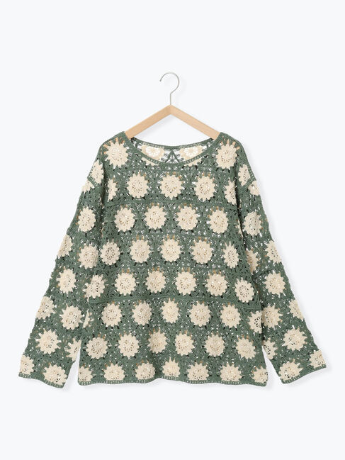 Samansa Mos2「モチーフ編みニットプルオーバー」|ニット・セーター|