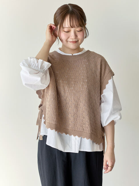 Samansa Mos2「【Cross&times;Staff】前後2WAYニットベスト」|ダウンベスト・ベスト|モカ