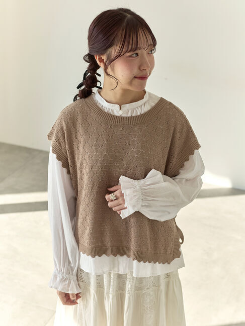 Samansa Mos2「【Cross&times;Staff】前後2WAYニットベスト」|ダウンベスト・ベスト|