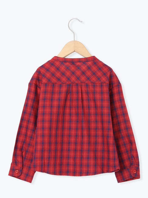 Samansa Mos2 Lagom「チェックバンドカラーシャツ」|シャツ・ブラウス|