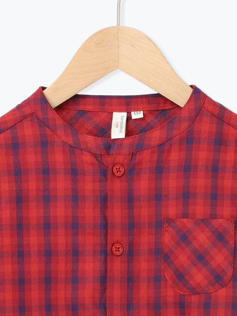 Samansa Mos2 Lagom「チェックバンドカラーシャツ」|シャツ・ブラウス|