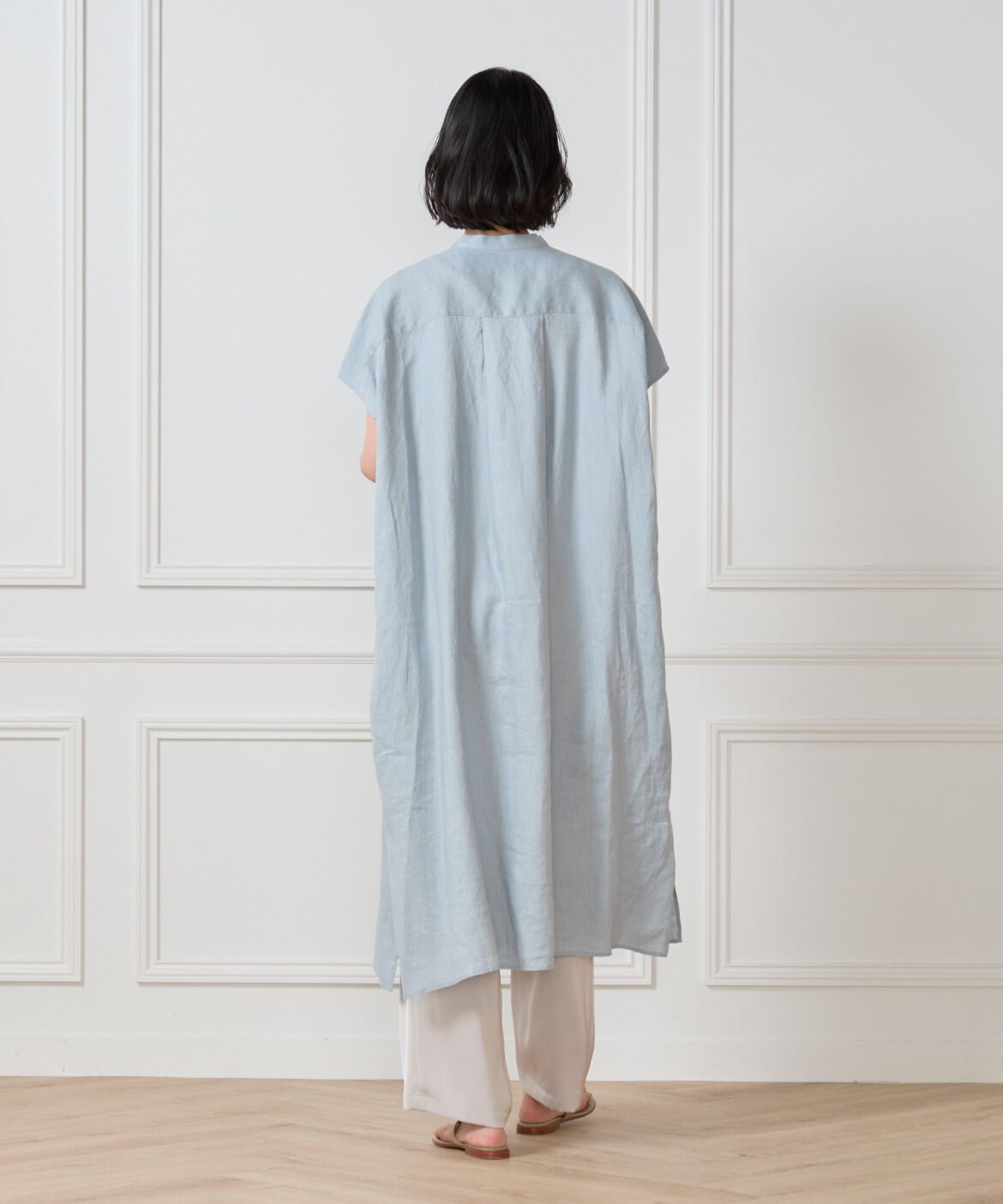 7-IDconcept.「リネンフレンチスリーブシャツワンピース」|ワンピース|