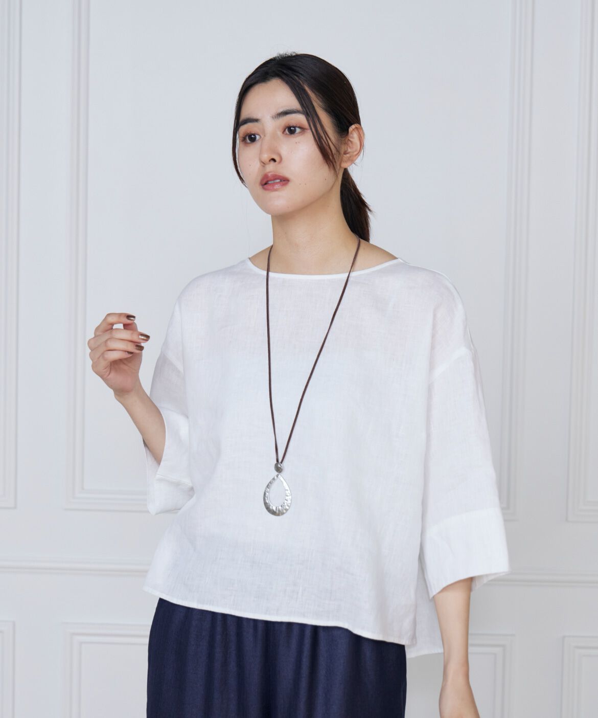 7-IDconcept.「レザーストラップ ドロップモチーフネックレス」|ネックレス|