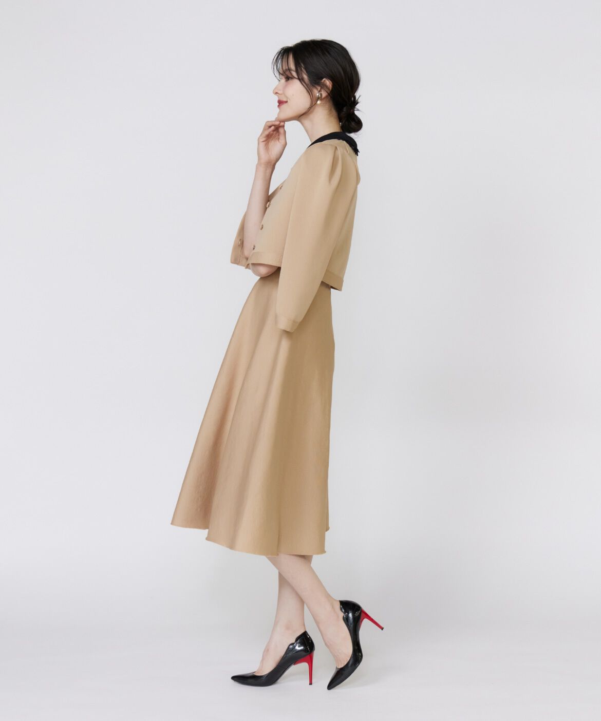 Maglie le cassetto「《M Maglie le cassetto》レース衿ニットワンピース」|ワンピース|