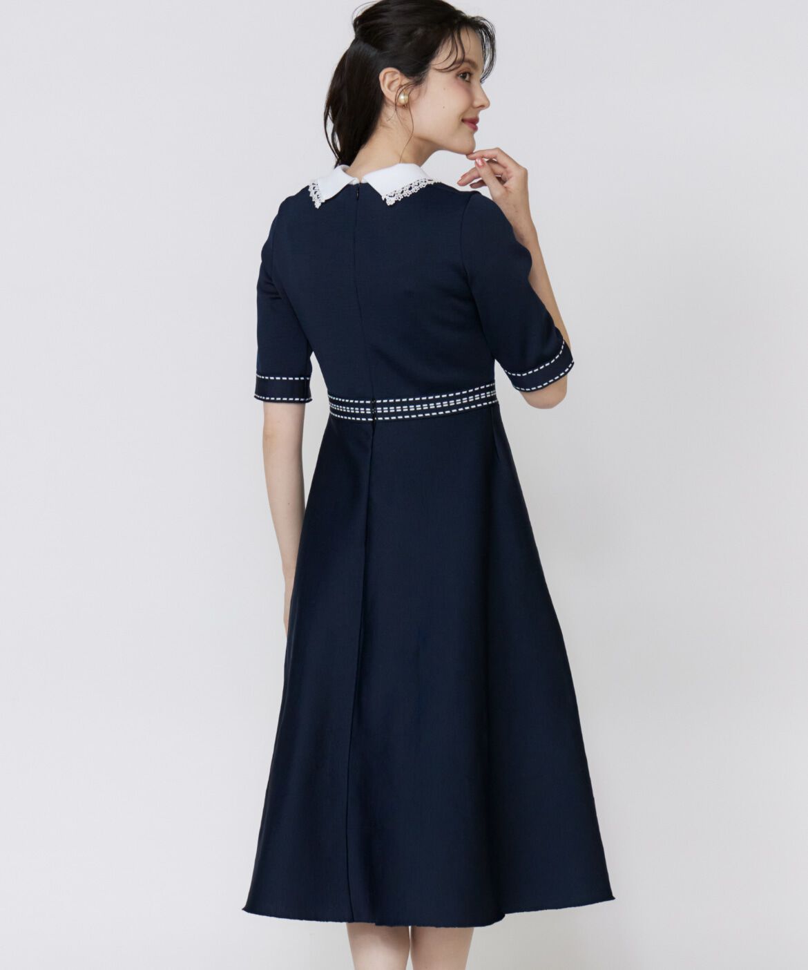 Maglie le cassetto「《M Maglie le cassetto》レース衿ニットワンピース」|ワンピース|