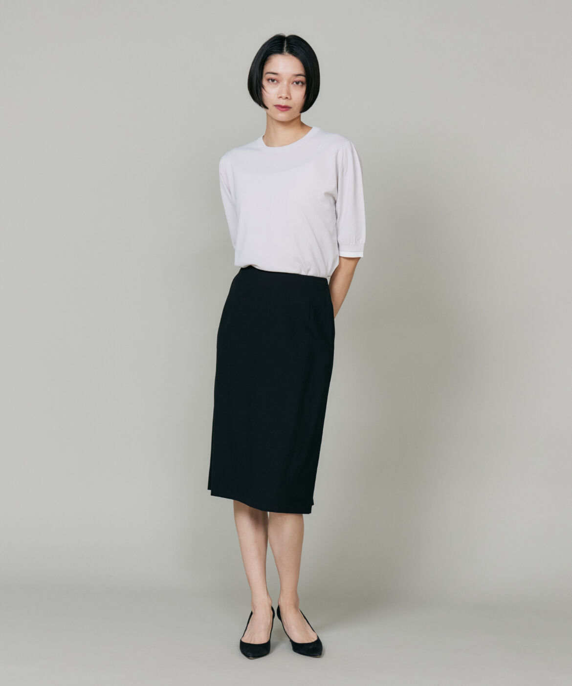 INED「《大きいサイズ》オゾン防縮加工ペンシルスカート」|タイト|