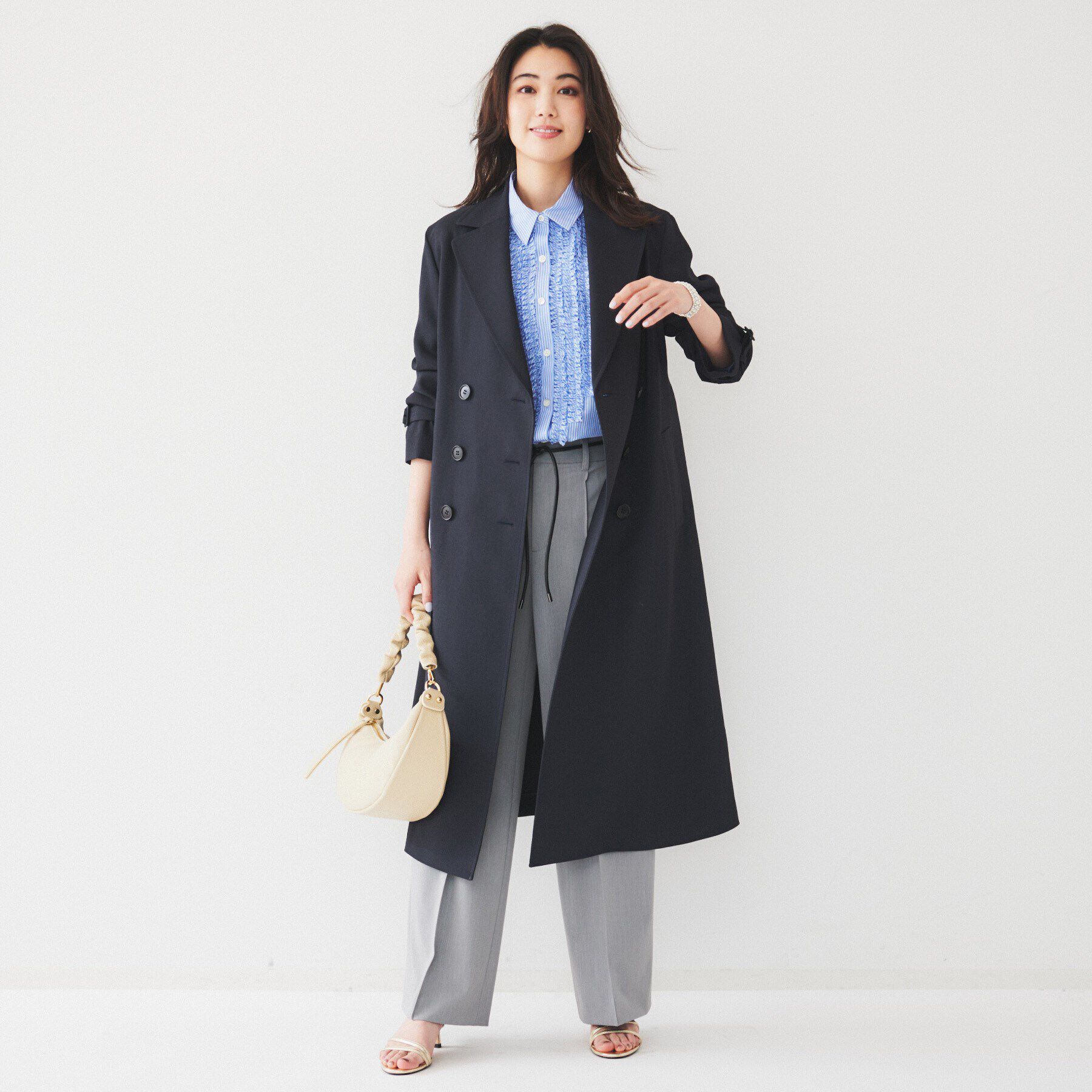 UNTITLED「【通勤】バックサテン トレンチコート」|トレンチコート|