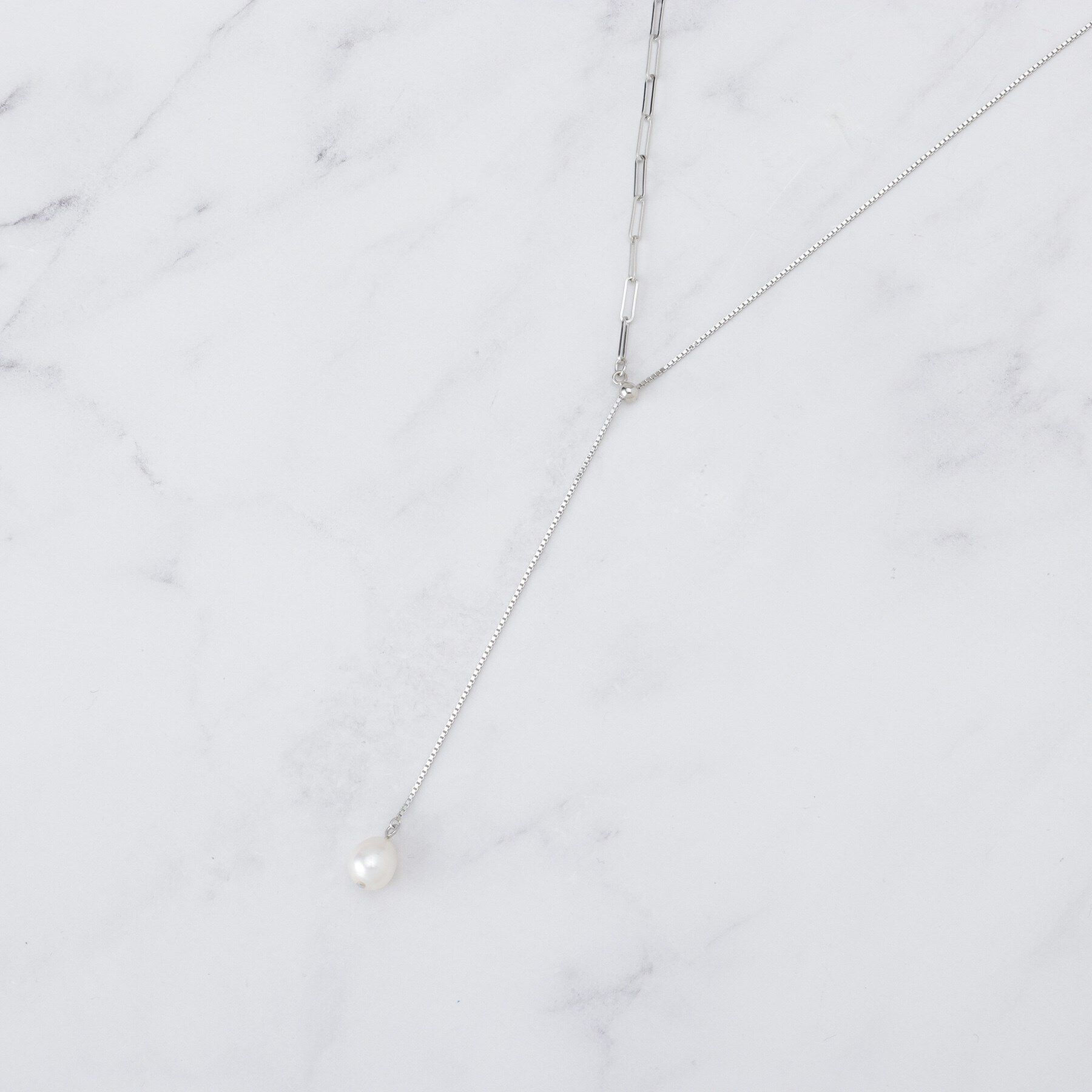 UNTITLED「淡水パールトップYネックレス」|ネックレス|シルバー(006)