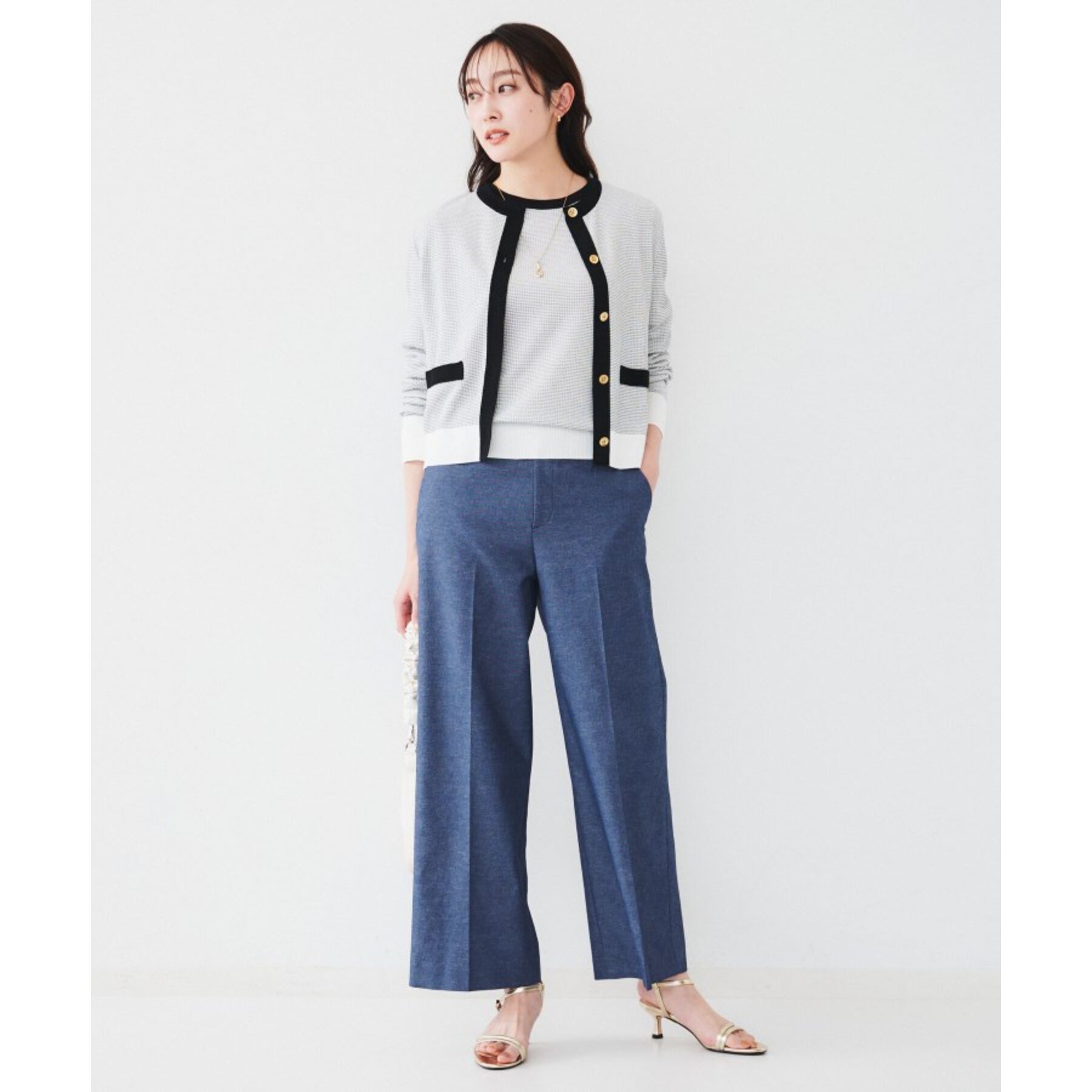 UNTITLED「【配色カラー/アンサンブル可能】きれいめ七分袖ニット」|ニット・セーター|