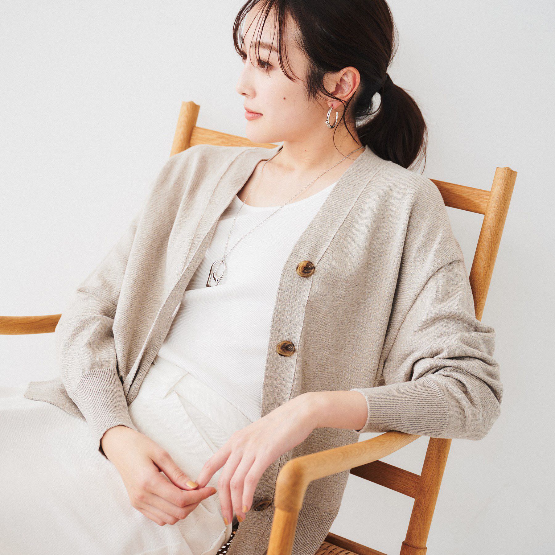 UNTITLED「【アンサンブル可能/手洗い可】リネン混ベーシックカーディガン」|カーディガン|