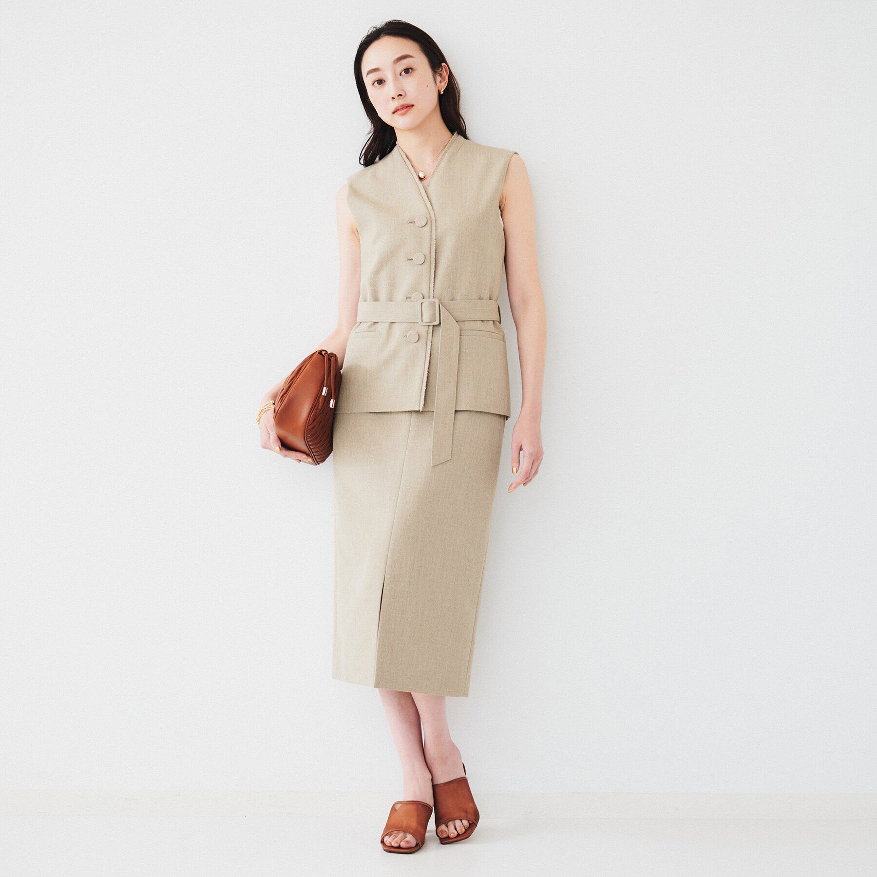 UNTITLED「【セットアップ可能】リネンライクキャンバス ジレ」|ベスト・ジレ|