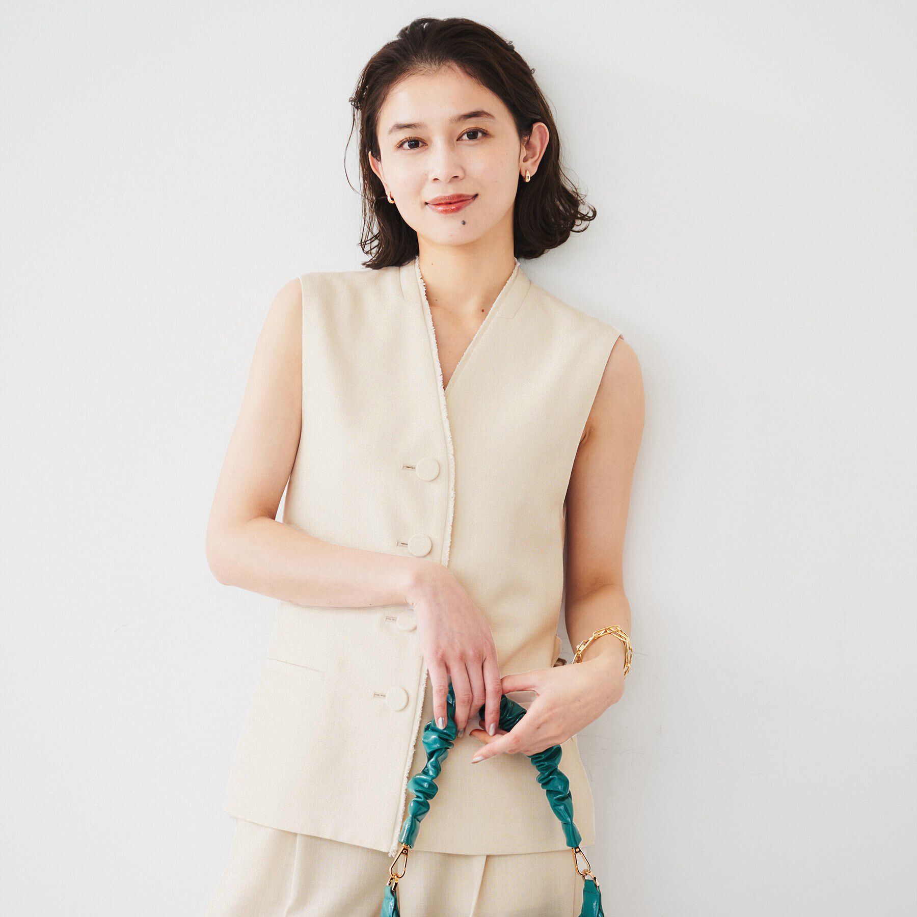 UNTITLED「【セットアップ可能】リネンライクキャンバス ジレ」|ベスト・ジレ|