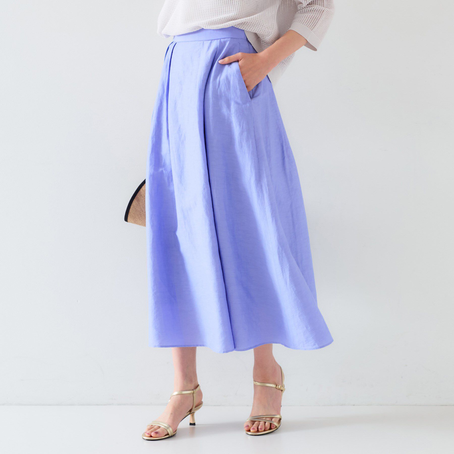 UNTITLED「【セットアップ可能/手洗い可】リネン混フレアスカート」|スカート|