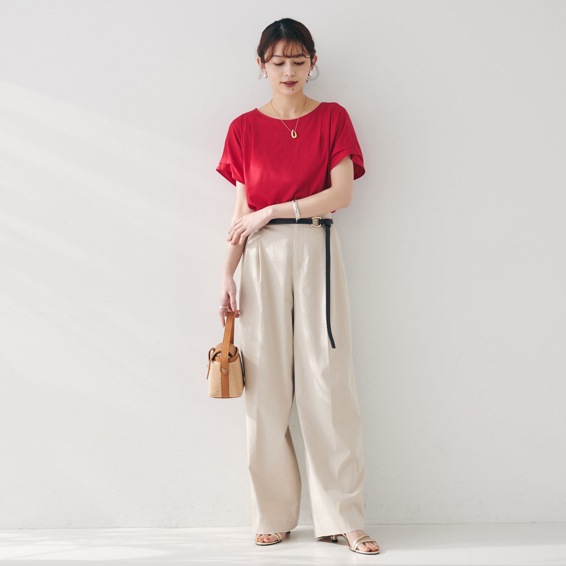 UNTITLED「【洗える】タック入りフレンチスリーブプルオーバー」|Tシャツ・カットソー|