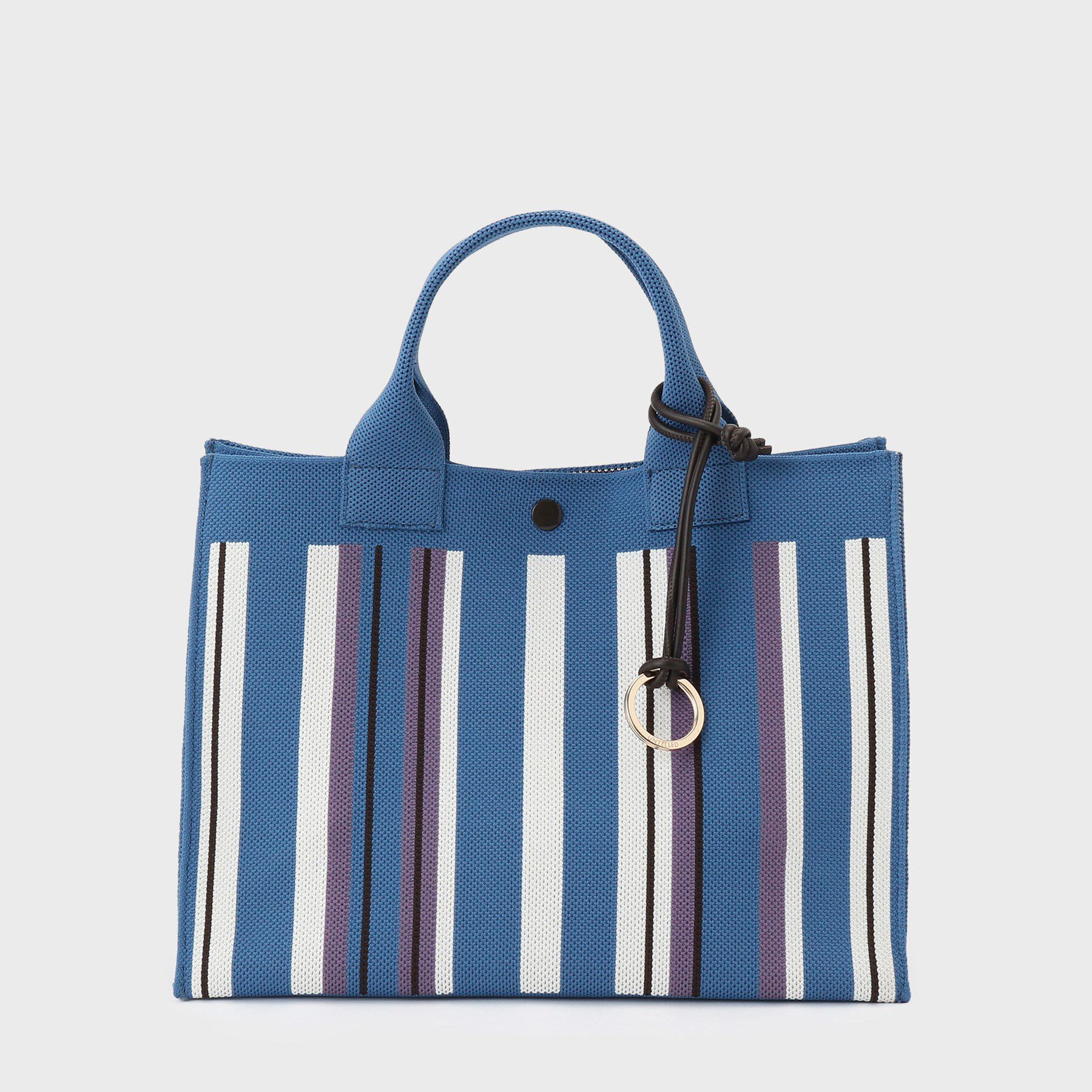 UNTITLED「【手洗い可】マルチストライプニットバッグ」|ハンドバッグ|ブルー(592)