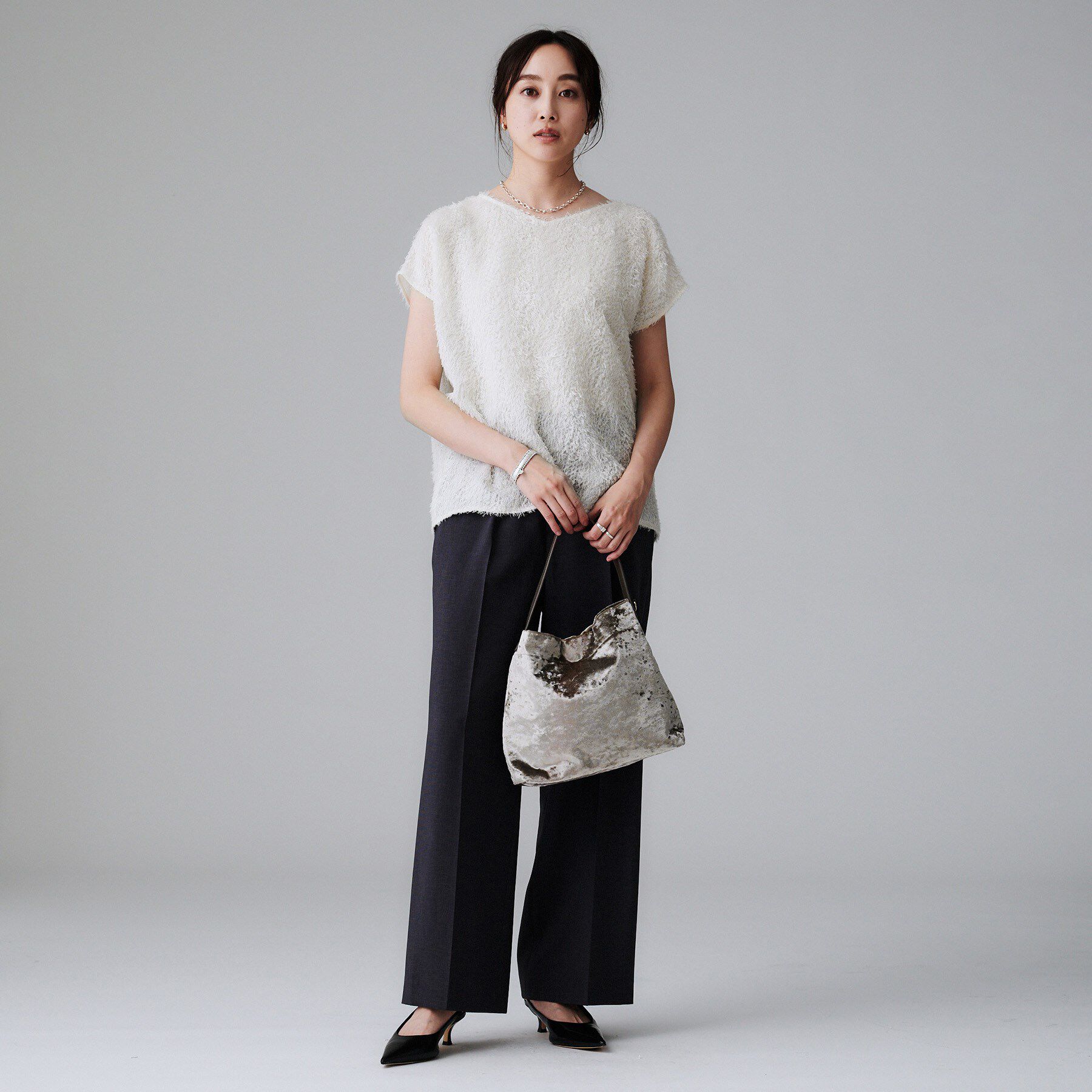 UNTITLED「【セットアップ可/洗える】フェザーフレンチスリーブブラウス」|シャツ・ブラウス|