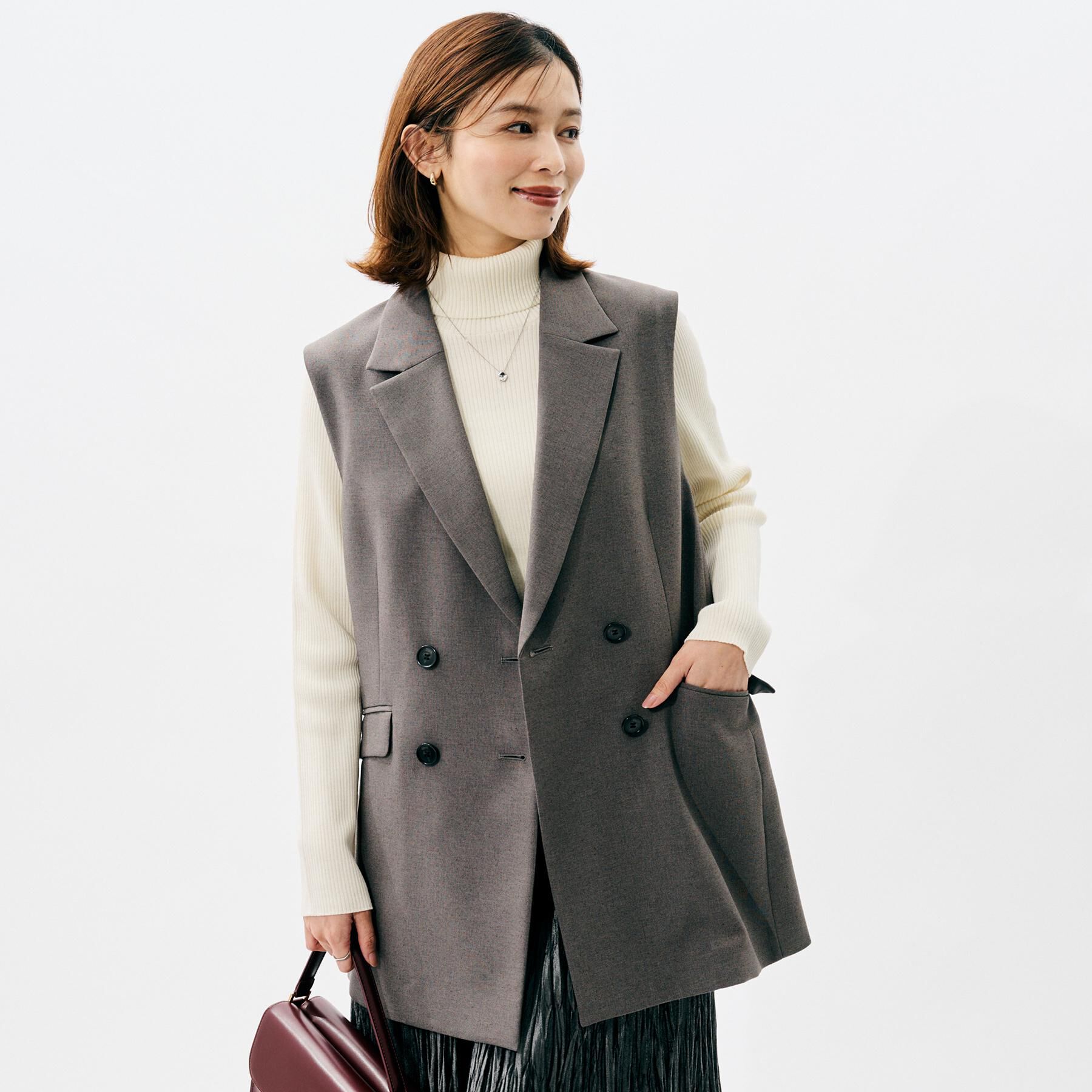 UNTITLED「【セットアップ可/洗える】スラブテーラードカラージレ」|ベスト・ジレ|トープ(054)