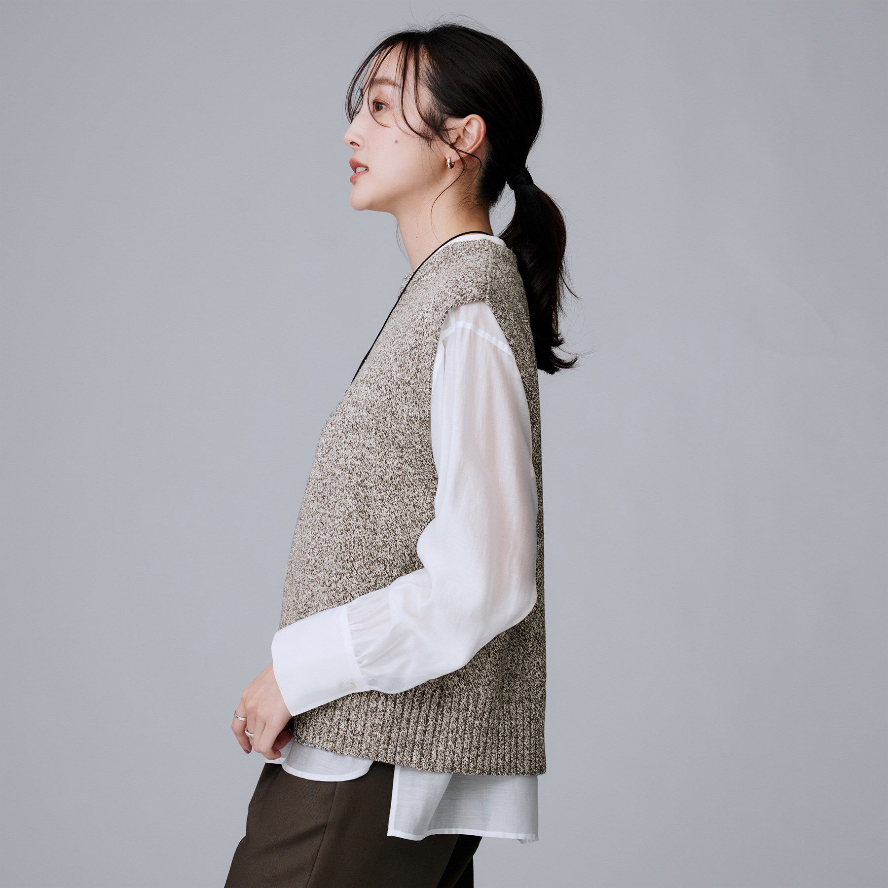 UNTITLED「【重ね着レイヤードに】杢調ニットベスト」|ベスト・ジレ|