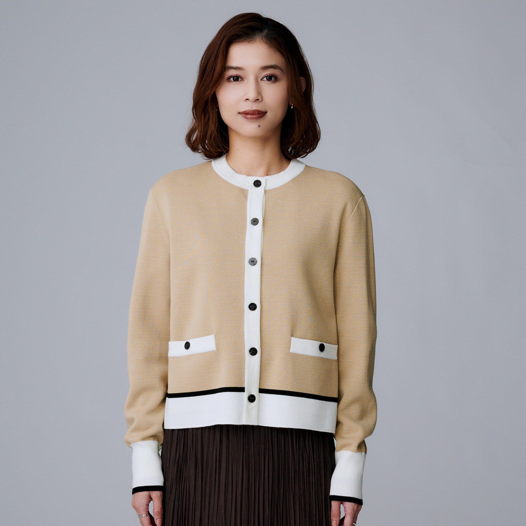 UNTITLED「【アンサンブル可/ジャケット風】ウールミラノリブカーディガン」|カーディガン|