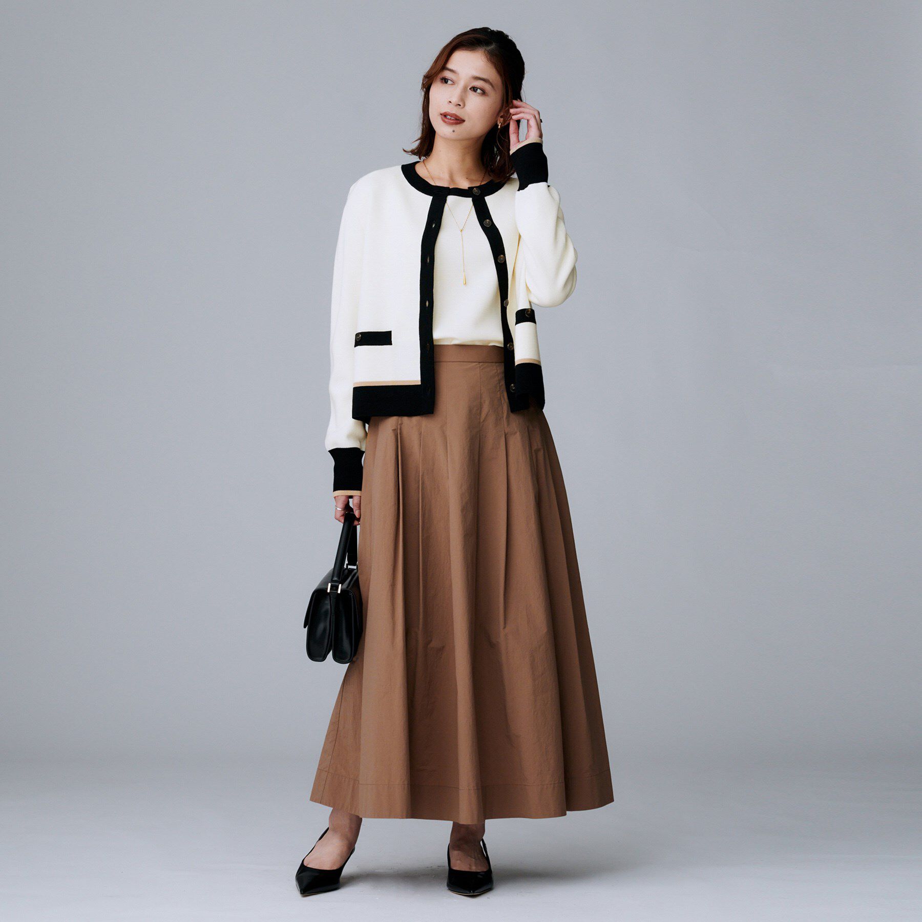 UNTITLED「【アンサンブル可/ジャケット風】ウールミラノリブカーディガン」|カーディガン|