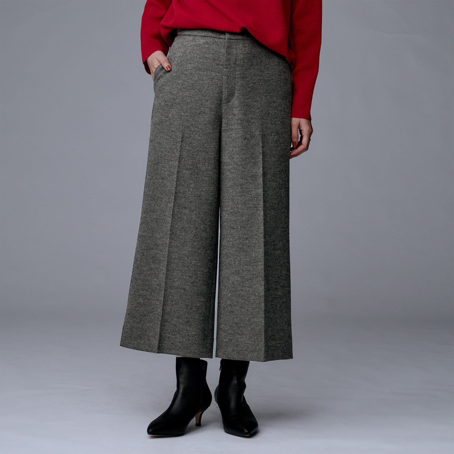 UNTITLED「【ウール100%/ウエスト後ろゴム】 クロップドワイドパンツ」|その他|