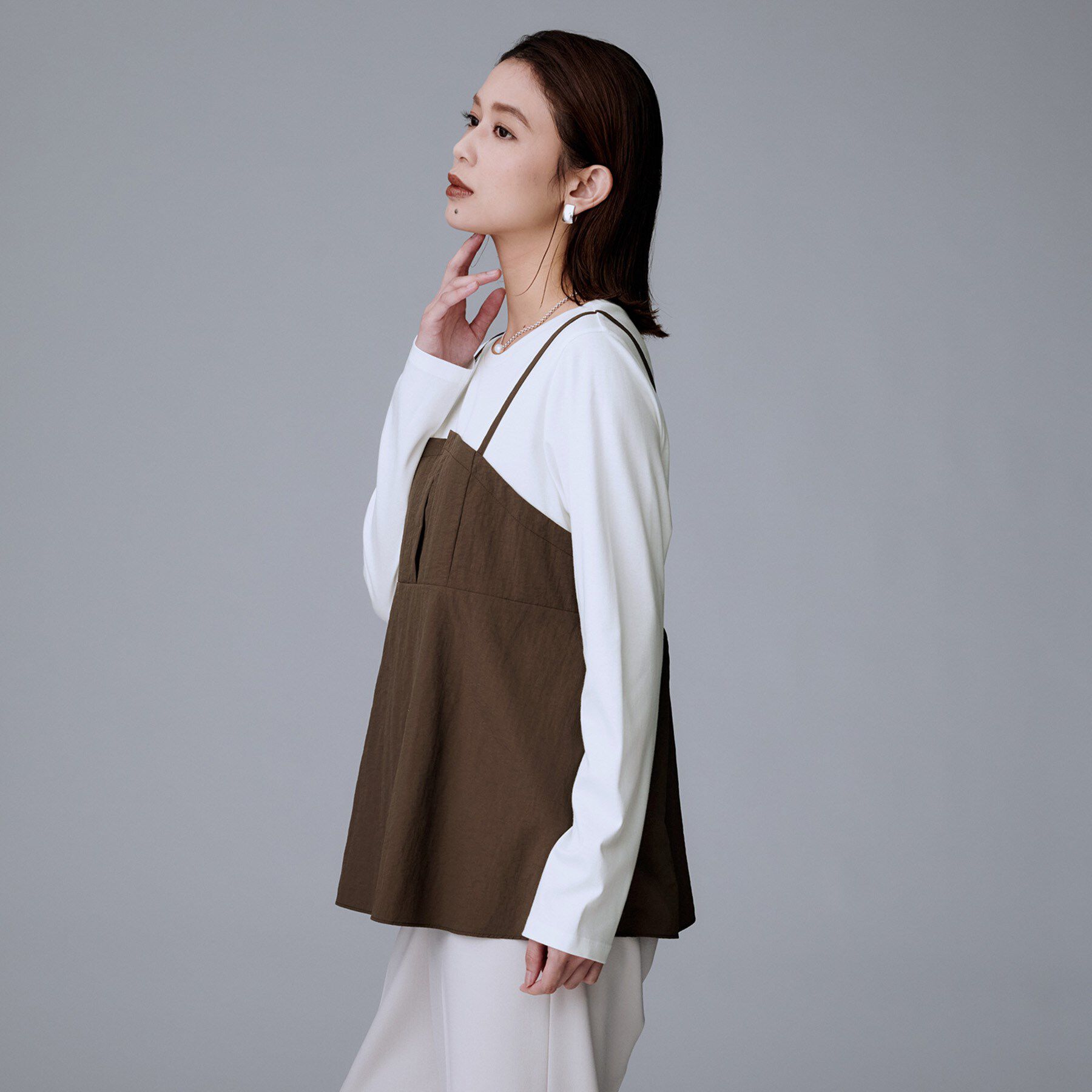 UNTITLED「【洗える/ゆったりシルエット】ビスチェドッキング　プルオーバー」|Tシャツ・カットソー|