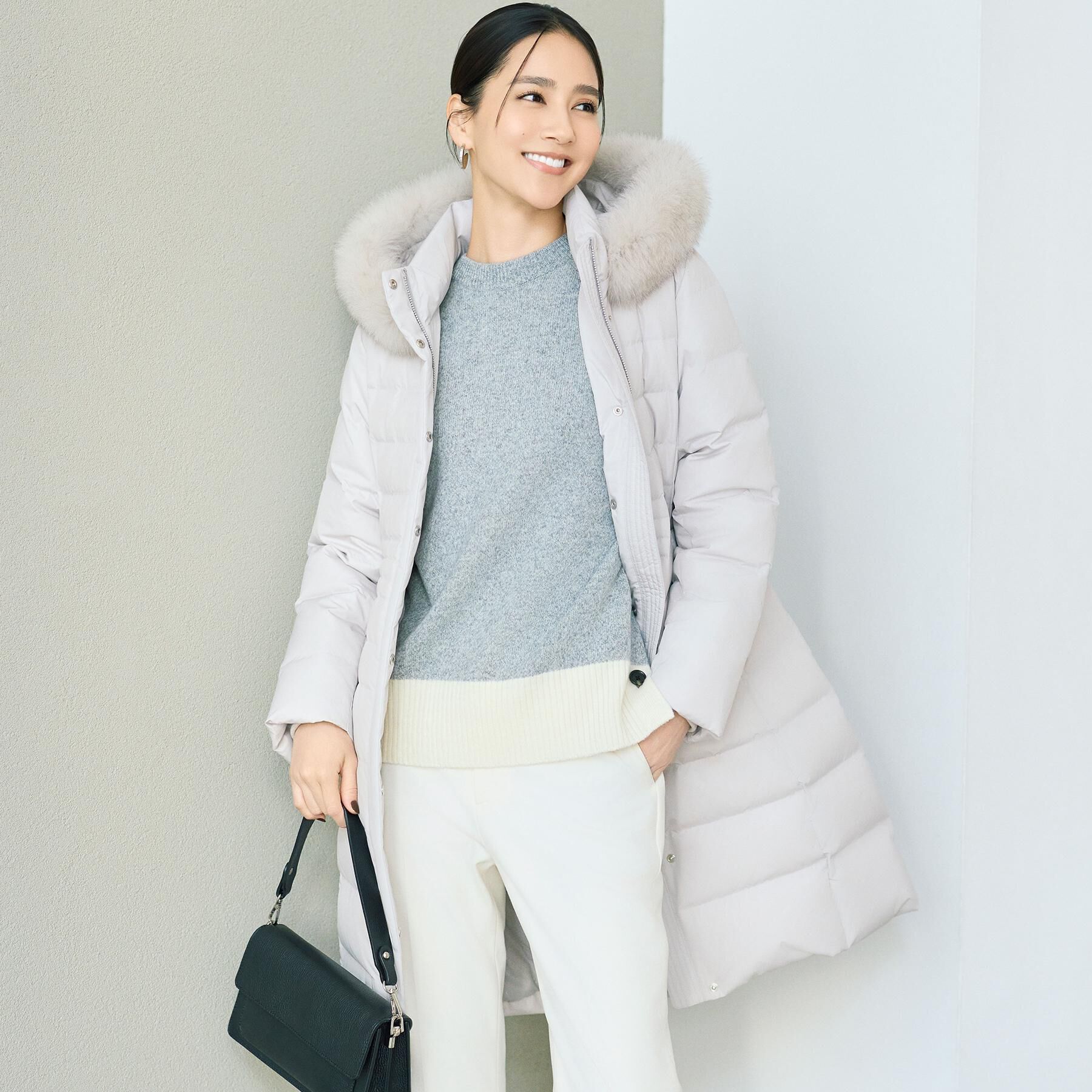 UNTITLED「【はっ水機能/フード取り外し可/防寒】ロングダウンコート」|ダウン|ライトベージュ(05