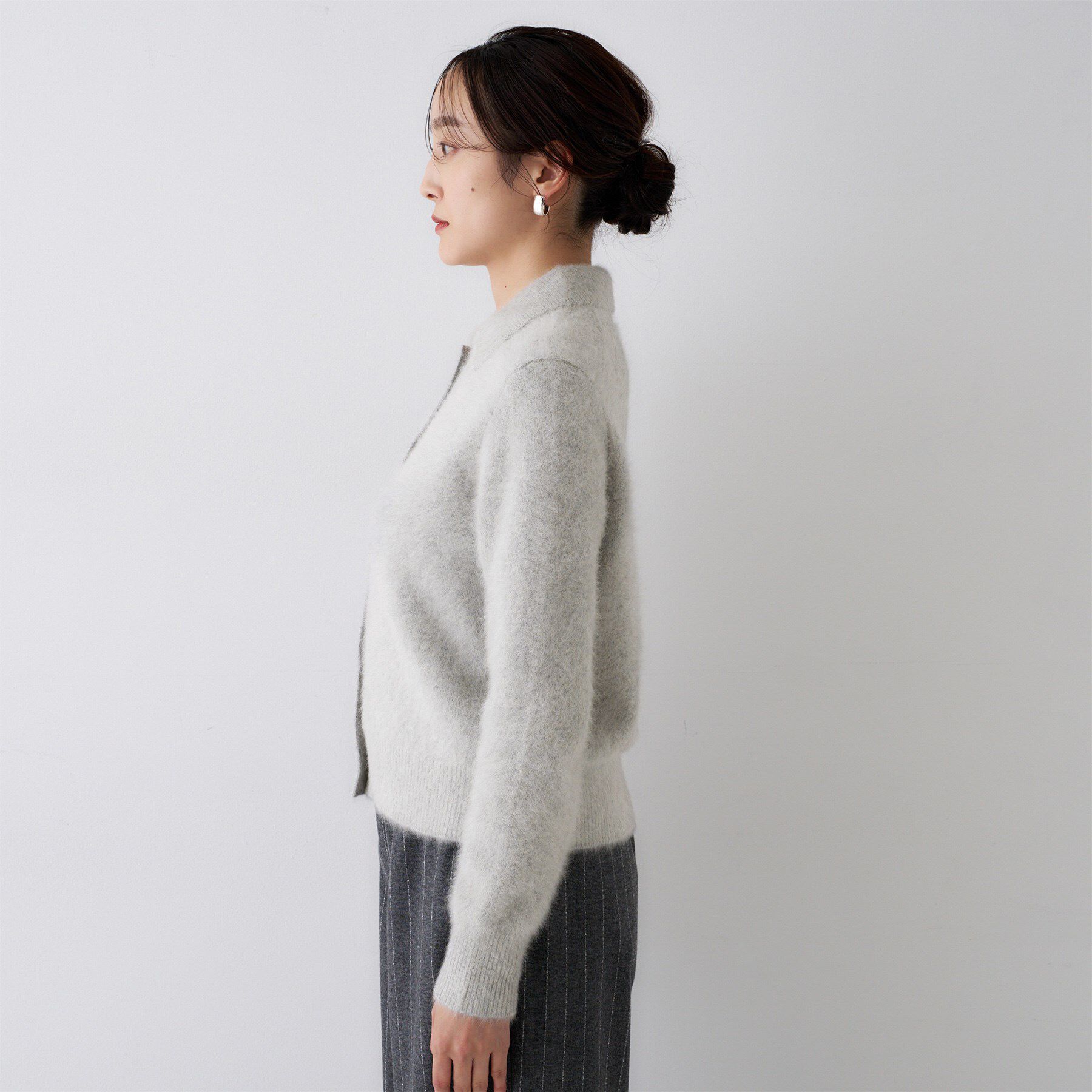 UNTITLED「【ふわふわニット/オンオフ使える】フォックスカシミヤ衿付きカーディガン」|カーディガン|