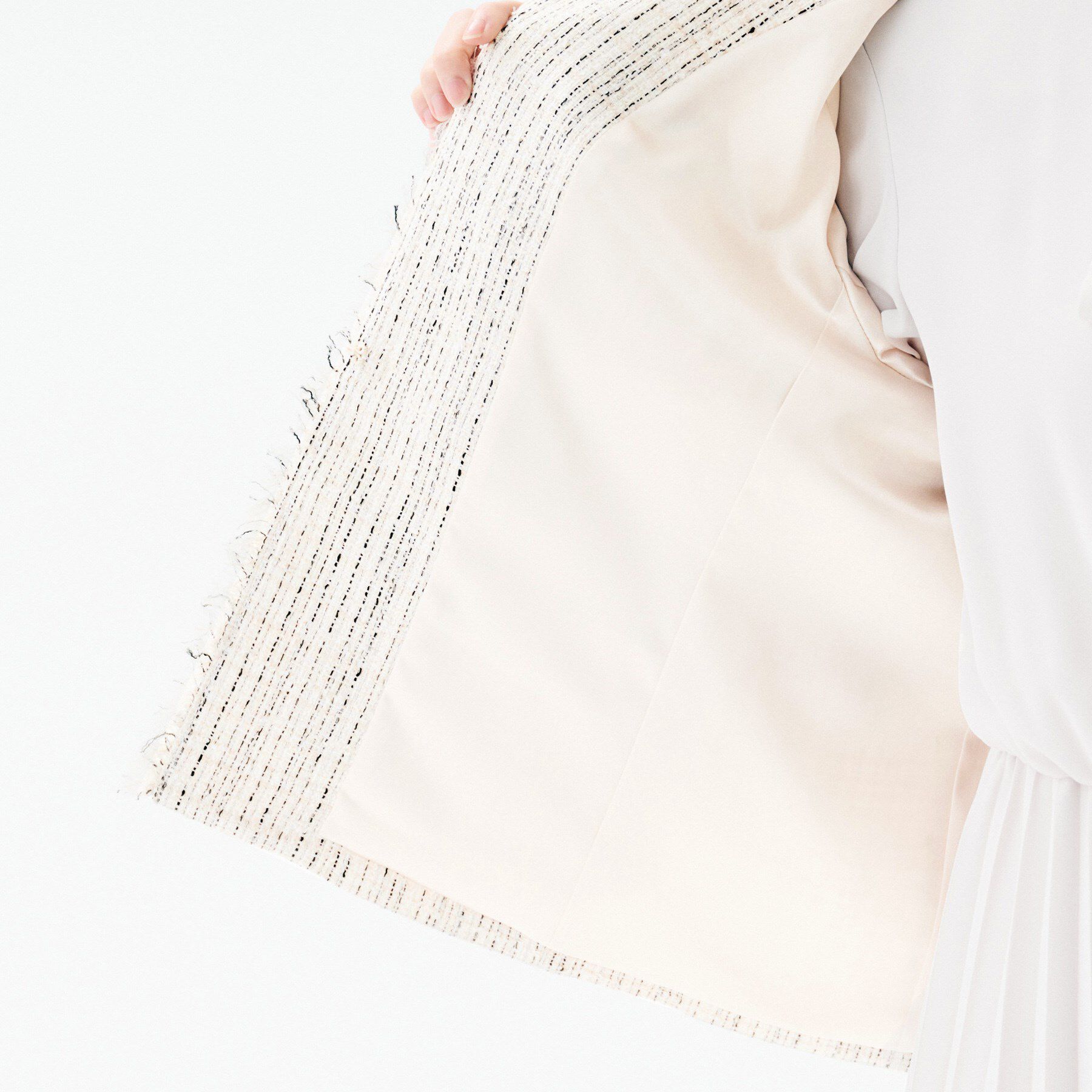 UNTITLED「【仕事着/スーツ】ファンシーツイード ジャケット」|ノーカラージャケット|