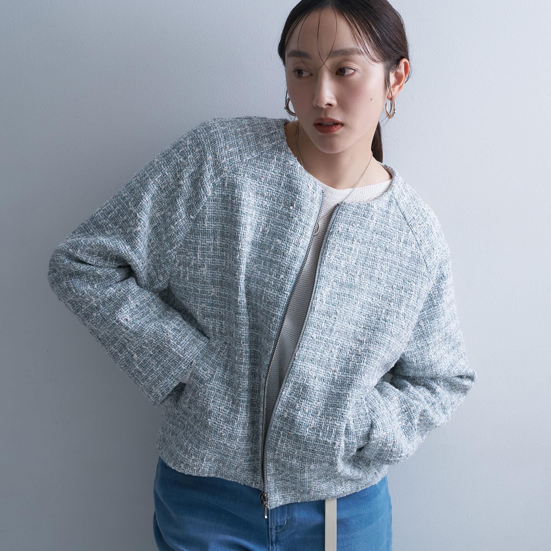 UNTITLED「ツイードジップジャケット」|ブルゾン・スタジャン|